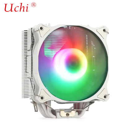 Biały komputer z 6 rurami, chłodnik CPU, podwójny wentylator, radiator RGB, radiator PC