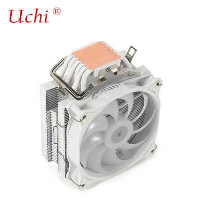 Biały komputer z 6 rurami, chłodnik CPU, podwójny wentylator, radiator RGB, radiator PC