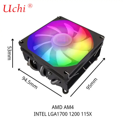 Radiator cieplny I3 I5 I7 I9 Lga775 1150 1151 1155 1156 1700 1366 2011 AMD AM4 AM5 Uniwersalny chłodziarz CPU poziomy wentylator Czarny